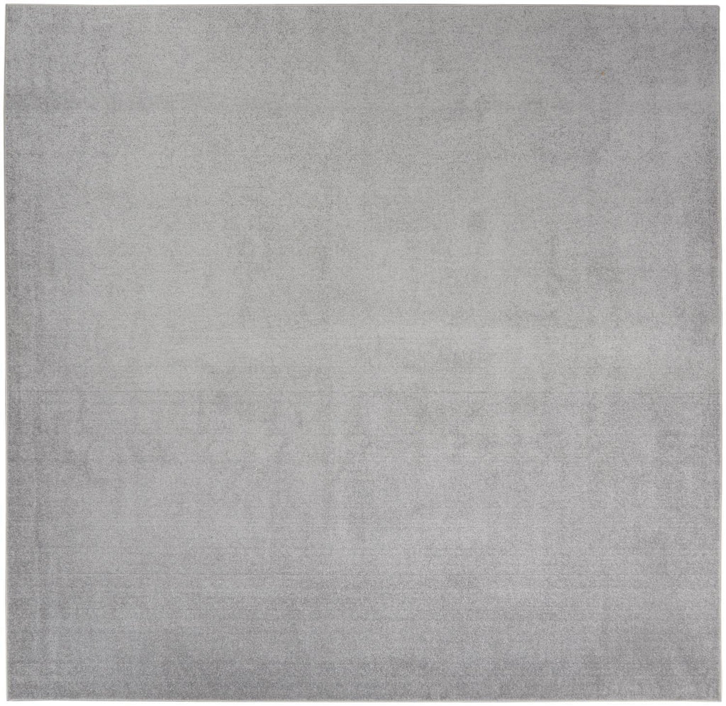 Nourison Essentials Indoor/Outdoor Silver Grey 9' X Square Area -Rug, Easy -Cleaning, Non Shedding, Bed Room, Living Room, Dining Room, Backyard, Deck, Patio (9 Square)