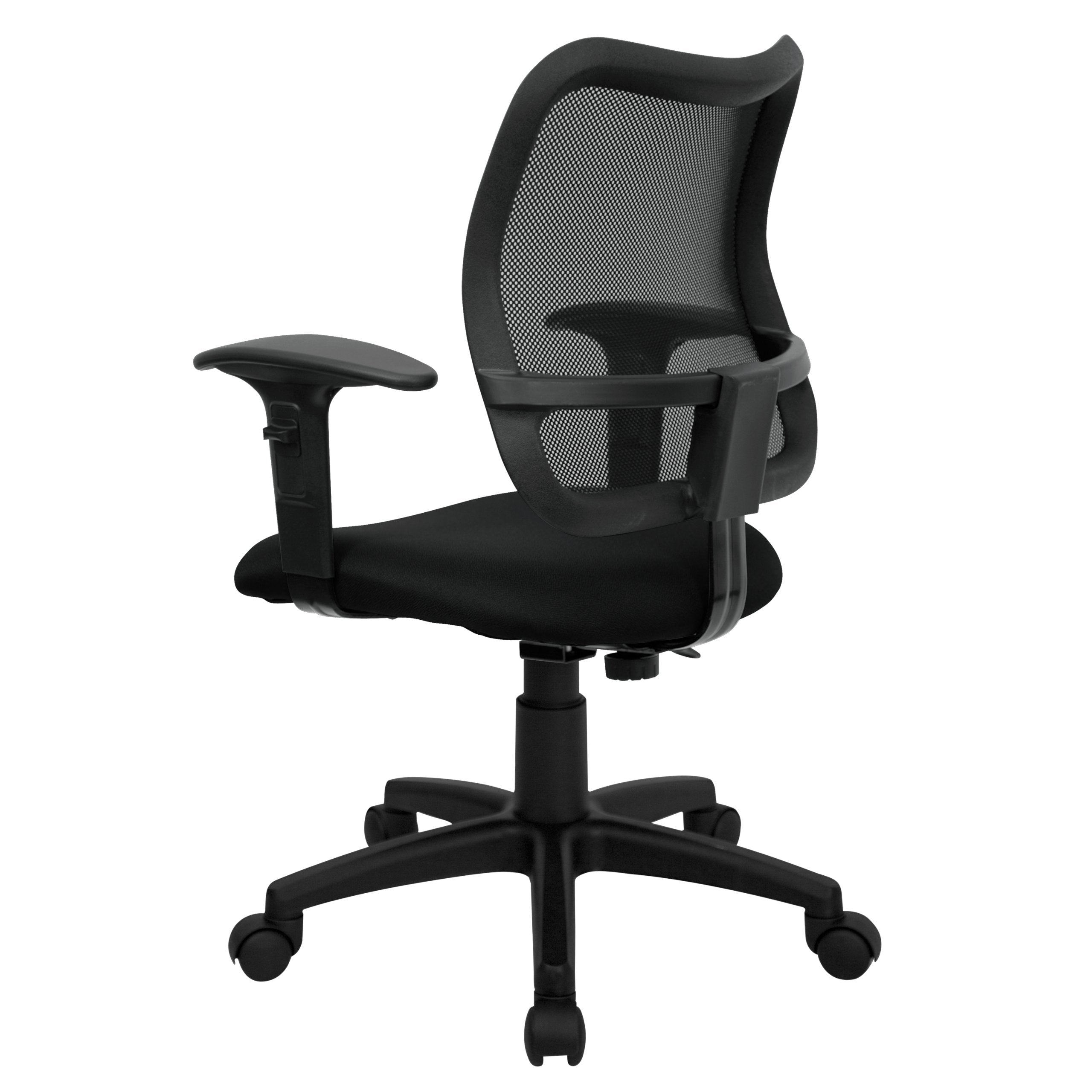 Flash Furniture Alber Mid-Back Black Mesh Swivel Task Office Chair With Adjustable Arms