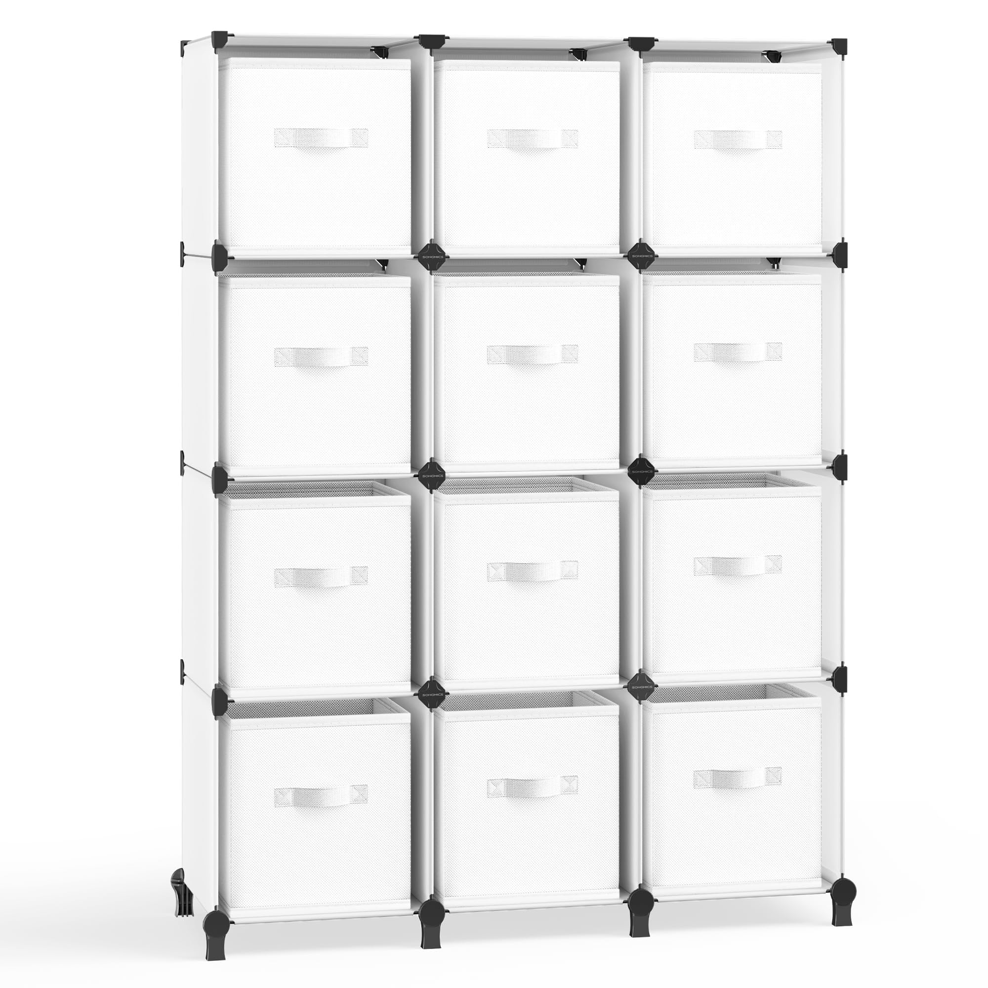 SONGMICS Cube Storage Organizer with Storage Boxes, Set of 12-Cube Organizer, 12 Collapsible Non-Woven Fabric Bins, Customizable
