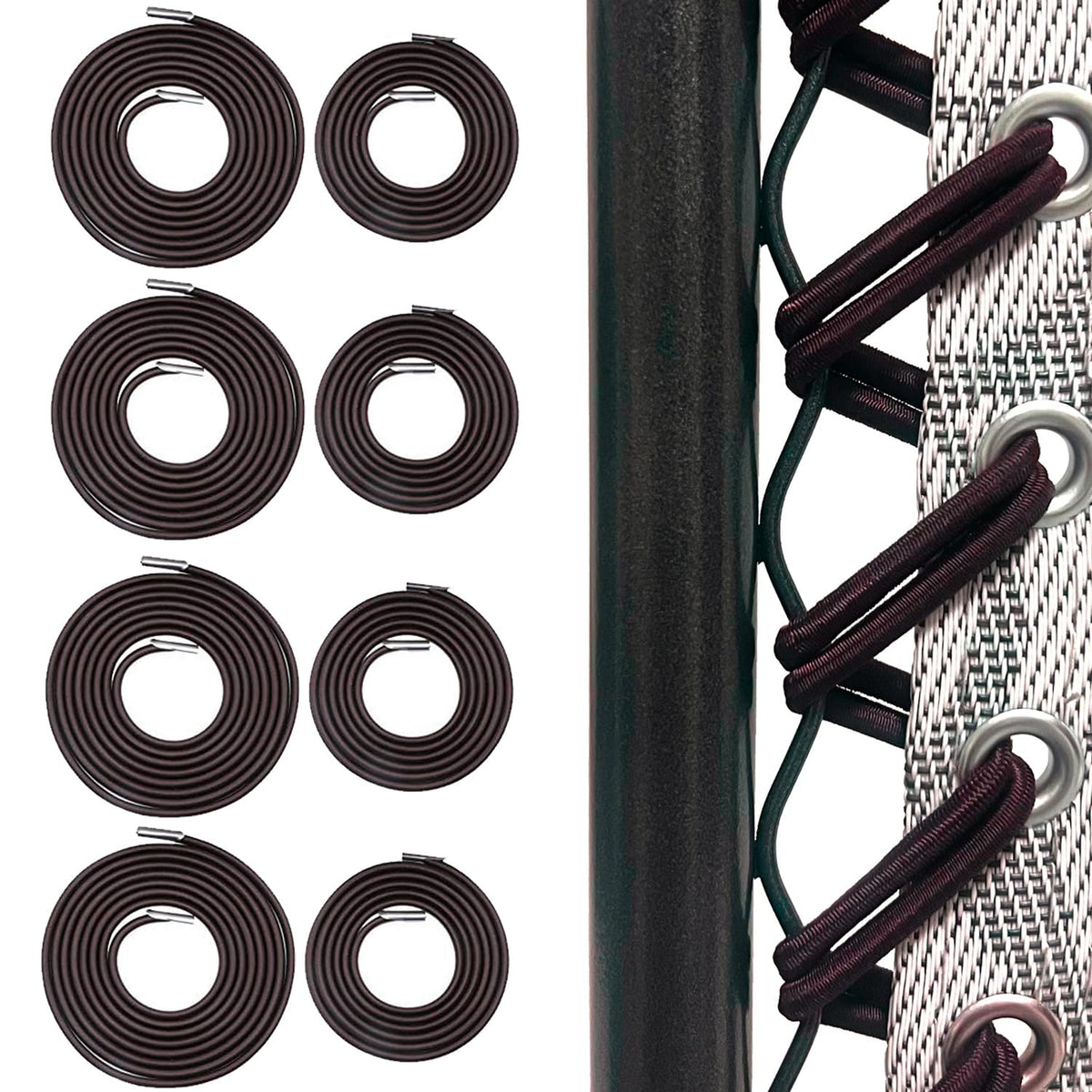 Ostlttyn Zero Gravity Chair Replacement Cord, 8 Pcs Durable Bungee Elastic Laces Replacement Cords For Zero Gravity Chair Lounge Chair Patio Recliner Lawn Chair Repair Kit, Brown