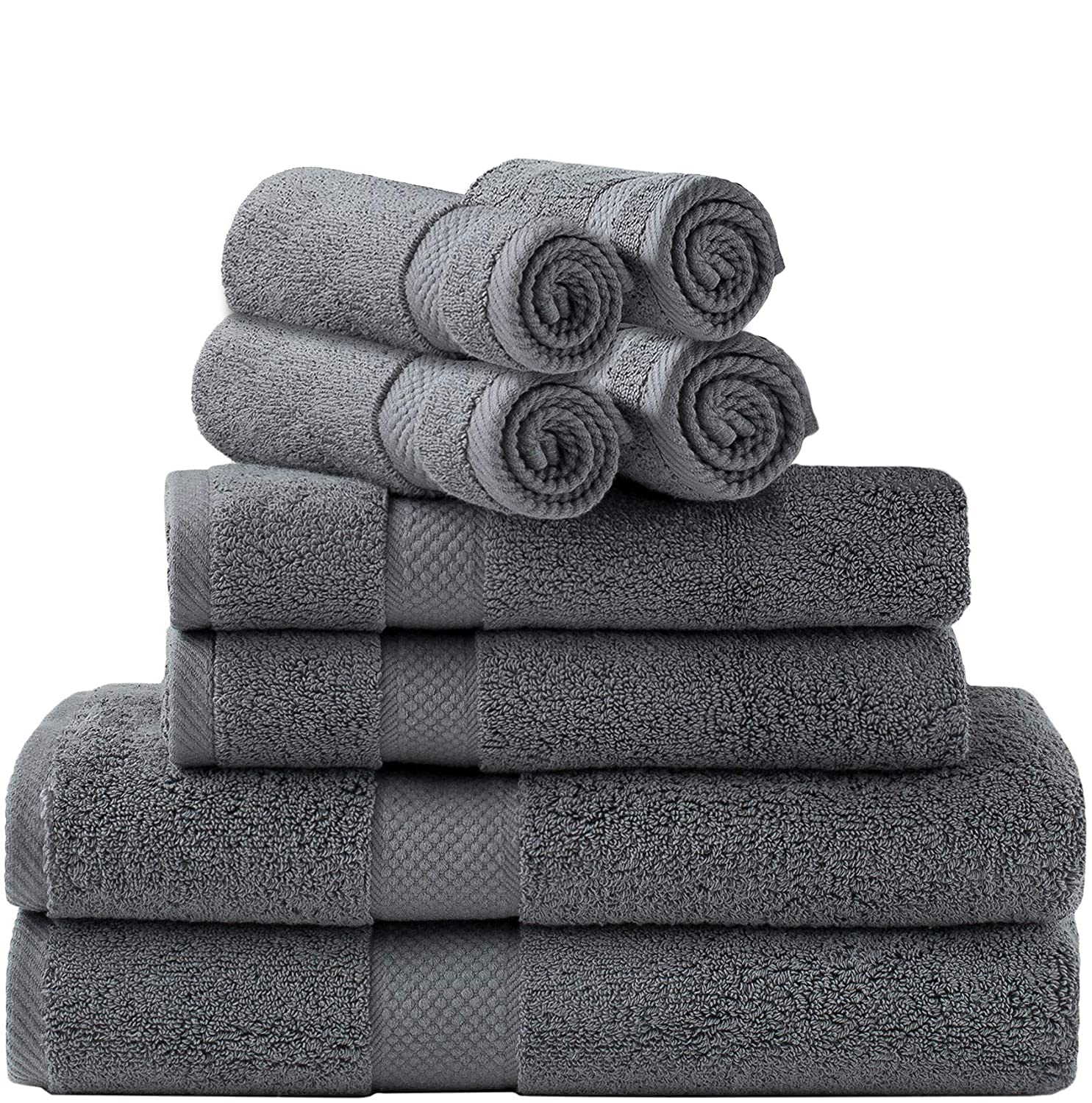 Simpli-Magic Towel Set, 2 Bath Towels, 2 Hand Towels, and 4 Washcloths (8 Piece Set), Ring Spun Cotton Highly Absorbent Towels f