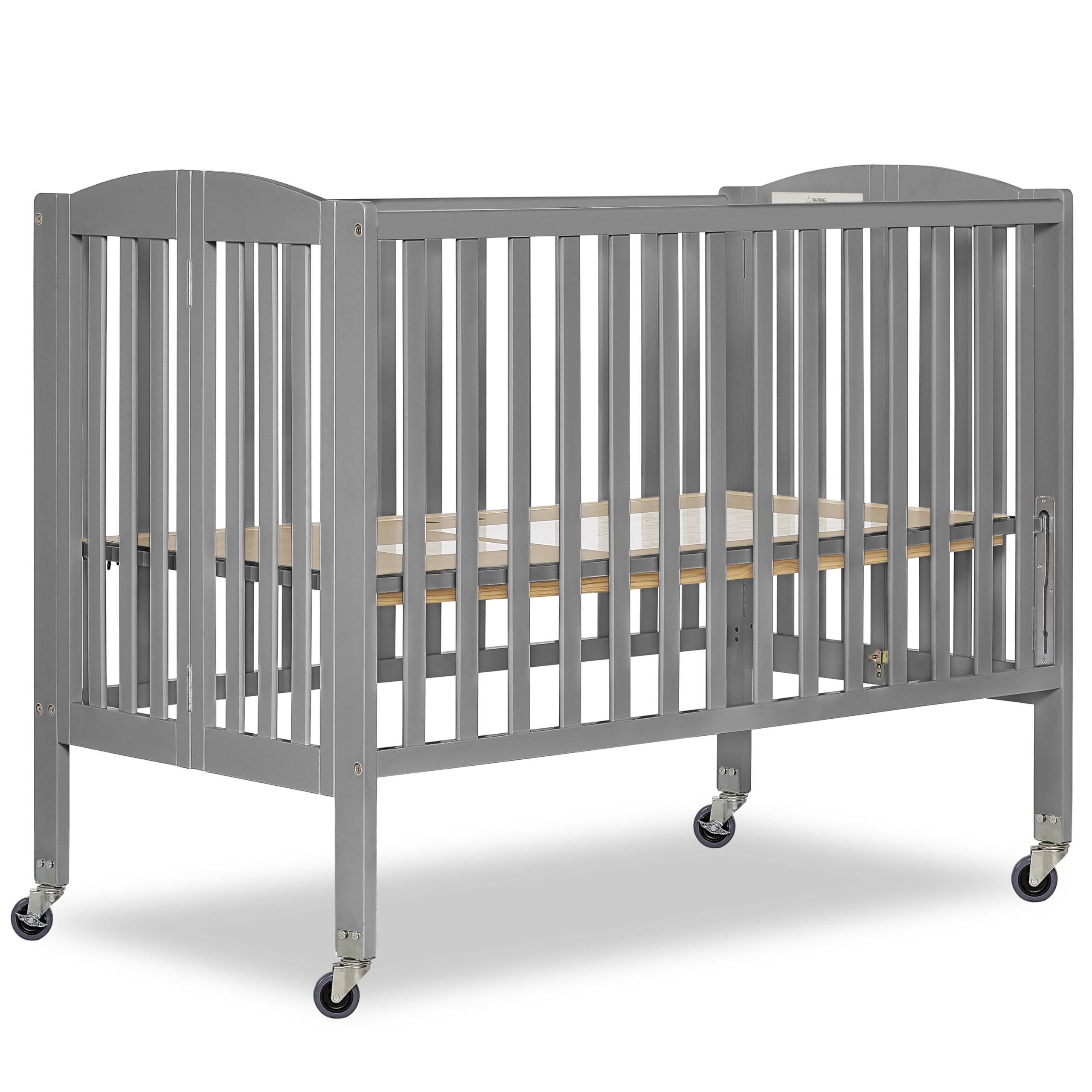 Dream On Me Folding Full Size Convenience Crib In Storm Grey, Two Adjustable Mattress Height Positions, Comes With Heavy Duty Lo