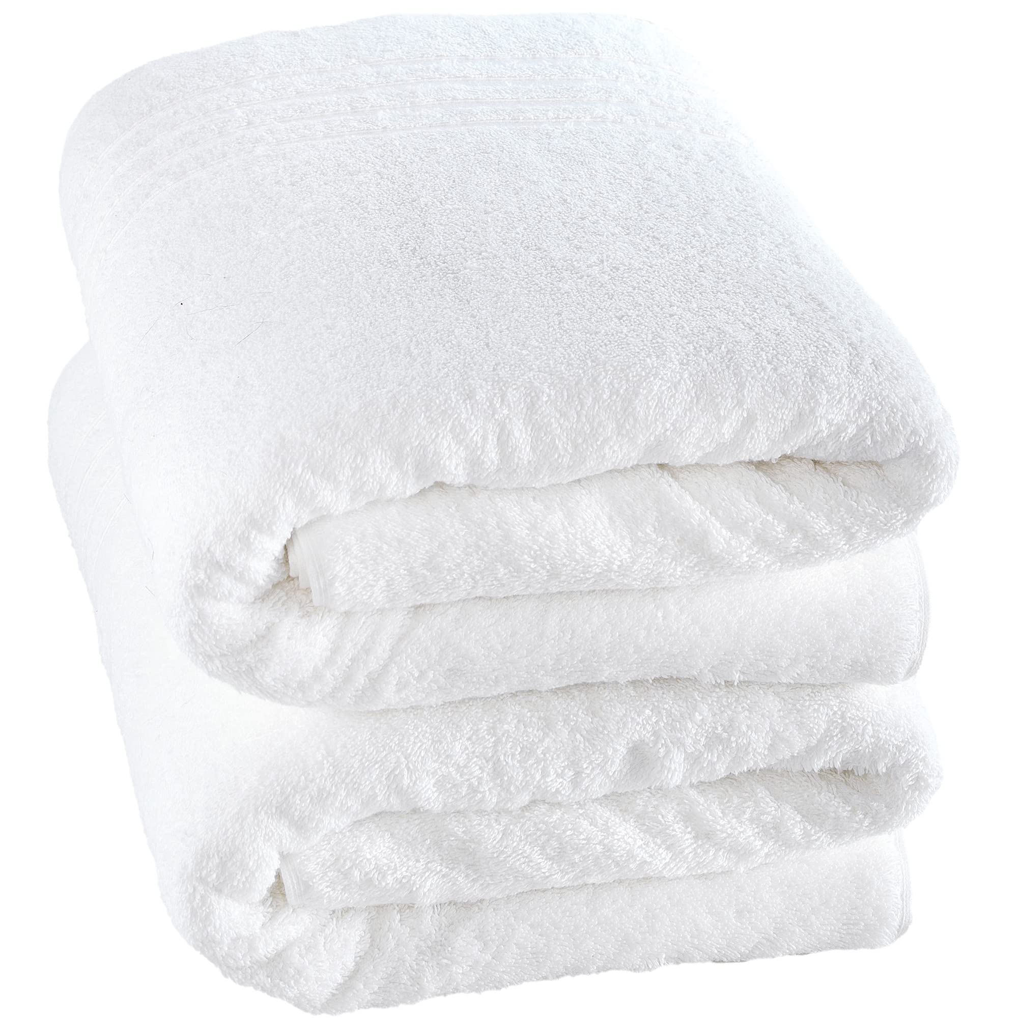 Hawmam Linen Jumbo Large Bath Sheets Towels 2-Pack 35 X 70 Inches Soft And Absorbent, Premium Quality 100% Cotton Towels (White,