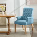 Wututuee Fabric Dining Chair With Arms, Upholstered Tufted High Back Dining Room Chairs, Accent Armchair With Solid Wood Leg And
