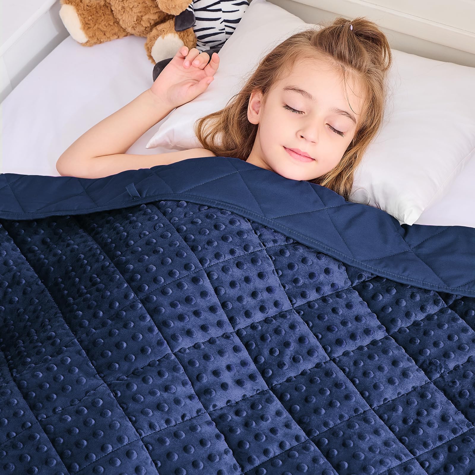 yescool Weighted Blanket 3 lb Blue Small Weighted Lap Blanket for Boys and Girls, Cooling Weighted Throw Blankets Minky Heavy Bl