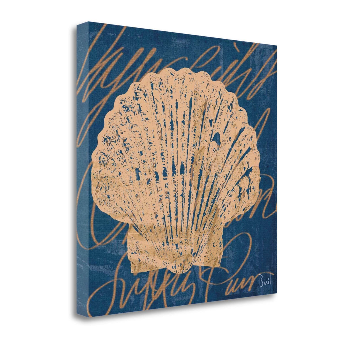 22' Seashell on Blue Background Gallery Wrap Canvas Wall Art