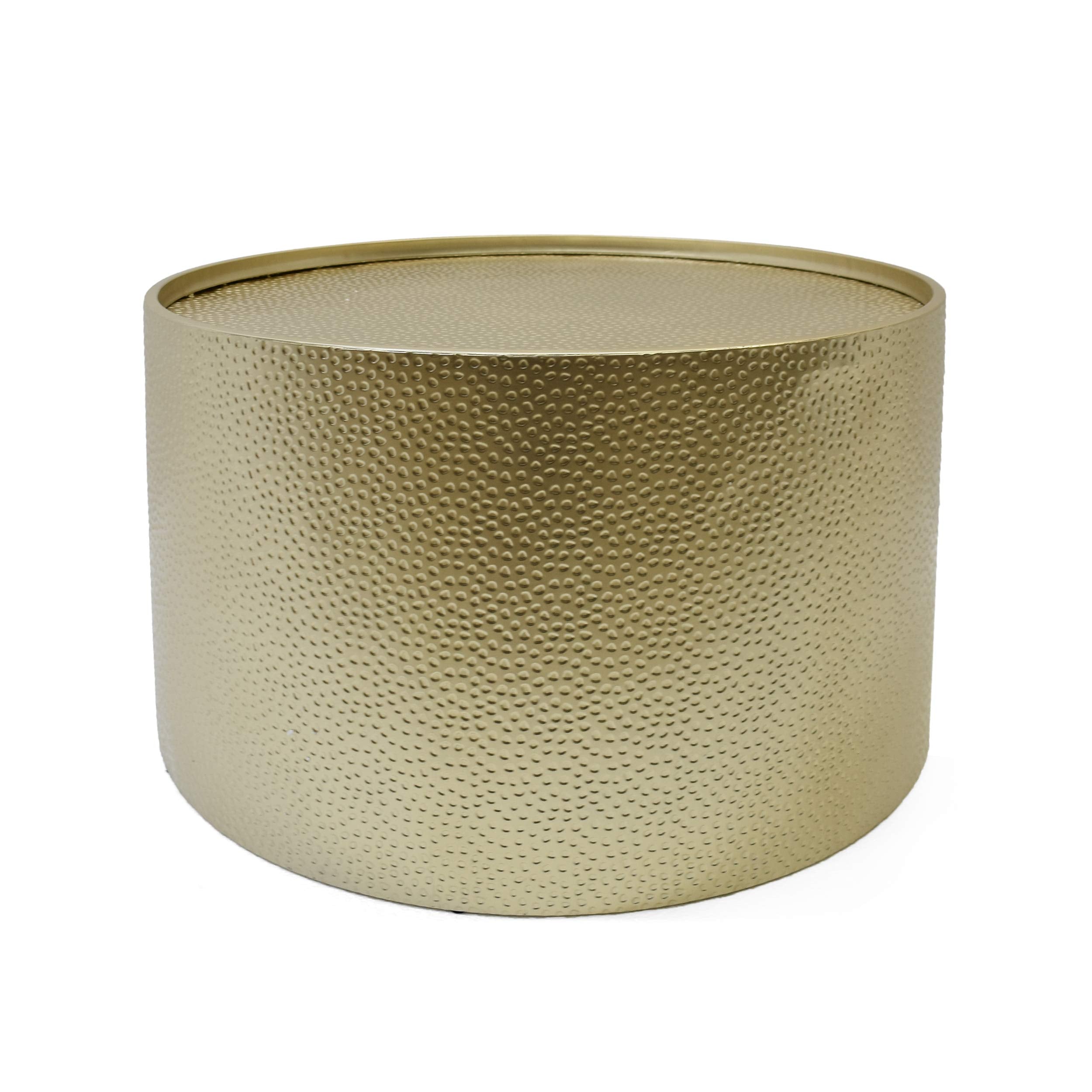 Christopher Knight Home Rache Modern Round Coffee Table with Hammered Iron, Gold, 26. 00    L x 26. 00    W x 17. 00    H
