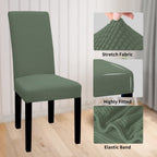 Easy-Going 100% Waterproof Dining Room Chair Cover Set Of 6, Stretch Jacquard Parson Chair Slipcover Removable Washable Chair Protector For Home, Restaurant, Banquet (Large, Grayish Green)