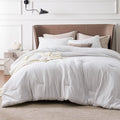 Bedsure Queen Comforter Set - Grayish White Comforter Queen Size, Soft Bedding For All Seasons, Cationic Dyed Bedding Set, 3 Pie