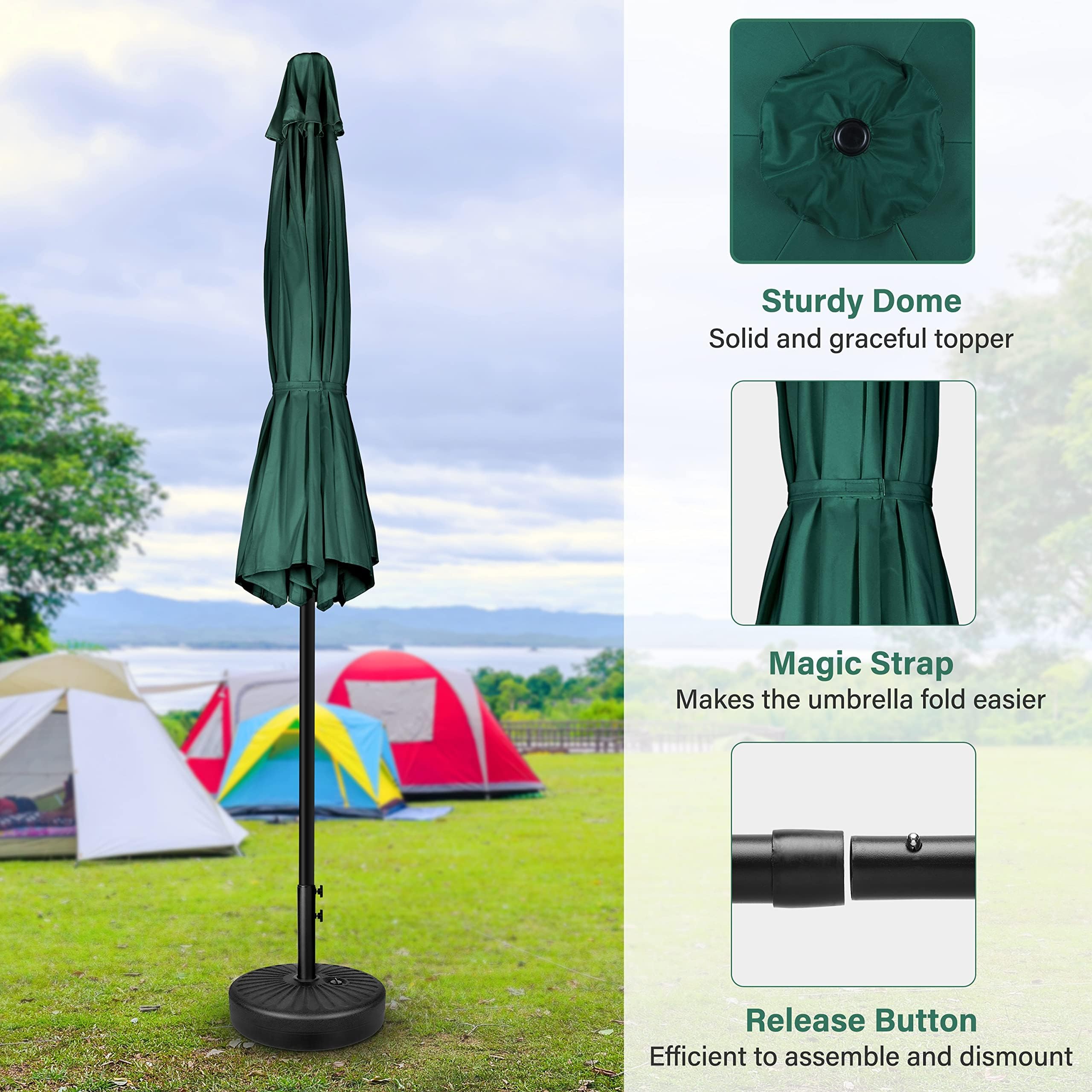 Simple Deluxe 9Ft Outdoor Patio Umbrella Table Market Umbrella With Push Button Tilt And Crank, 8 Sturdy Ribs, Uv Protection Waterproof For Garden, Lawn, Deck, Backyard, Pool, Green