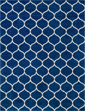 Unique Loom Trellis Frieze Collection Area Rug - Rounded (10 x 13, Navy Blue/ Ivory)