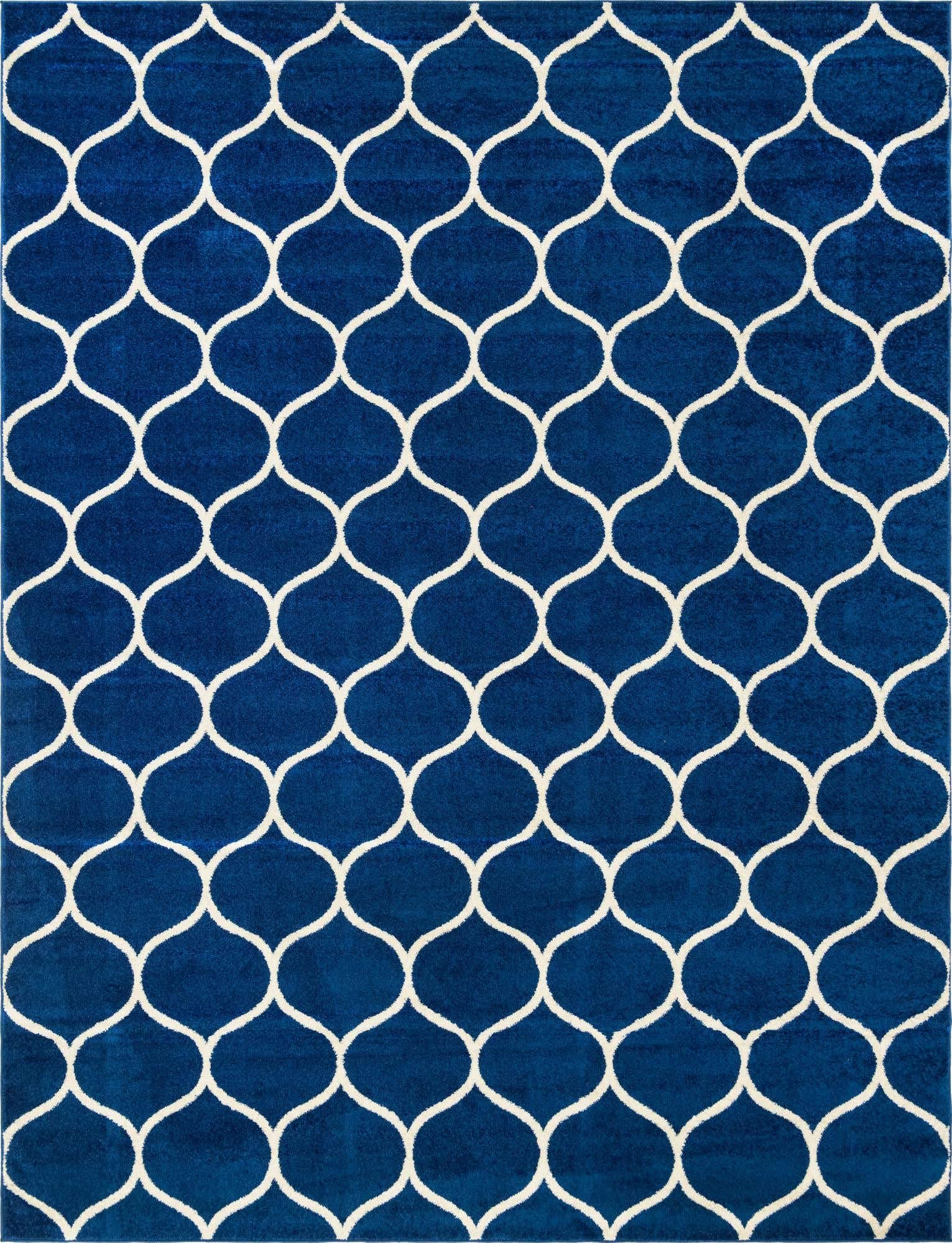 Unique Loom Trellis Frieze Collection Area Rug - Rounded (10 x 13, Navy Blue/ Ivory)