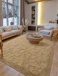 Fluffy Area Rugs for Bedroom Decor Aesthetic, 8x10 Large Beige Shag Rug with Non-Slip Backing for Living Room, Fuzzy Plush Carpe