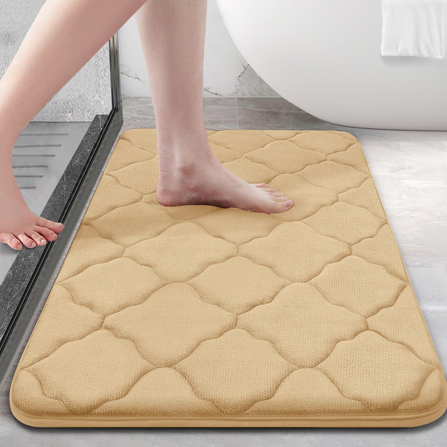 Olanly Memory Foam Bath Mat Rug 24X16, Ultra Soft Non Slip And Absorbent Bathroom Rug, Machine Wash Dry, Comfortable, Thick Bath
