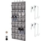 Home Genie Over The Door Hanging Shoe Organizer, 24 Breathable Mesh Pockets, Closet Rack Storage Holder, Stay In Place Hooks Hang On Closets, Hanger Holds Up To 40 Lbs For Shoes, Accessories, Gray