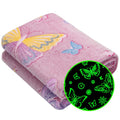 Glow In The Dark Blanket For Kids Girls, Fuzzy Cozy Warm Soft Throw Blanket For Couch Bed Sofa, Girl Toys Butterfly Blankets For