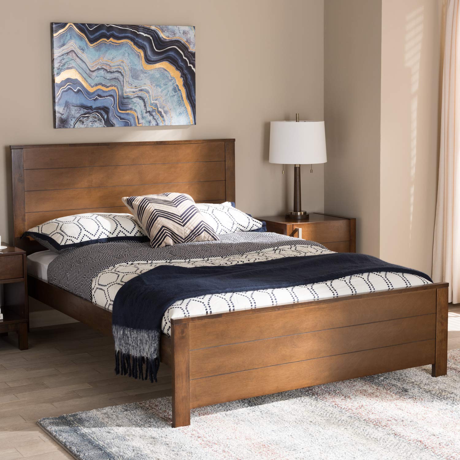 Baxton Studio Catalina Modern Classic Mission Style Brown-Finished Wood Full Platform Bed Brown/Full//Medium Wood/Mission/Rubber Wood/Poplar