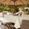 Youngseahome Outdoor Tablecloth Wrinkle-Free Stain Resistant Waterproof Polyester Fabric Table Cover With Zipper Umbrella Hole For Picnic/Party/Dinner/Patio Garden(60×84Inch,Zippered,Nature)
