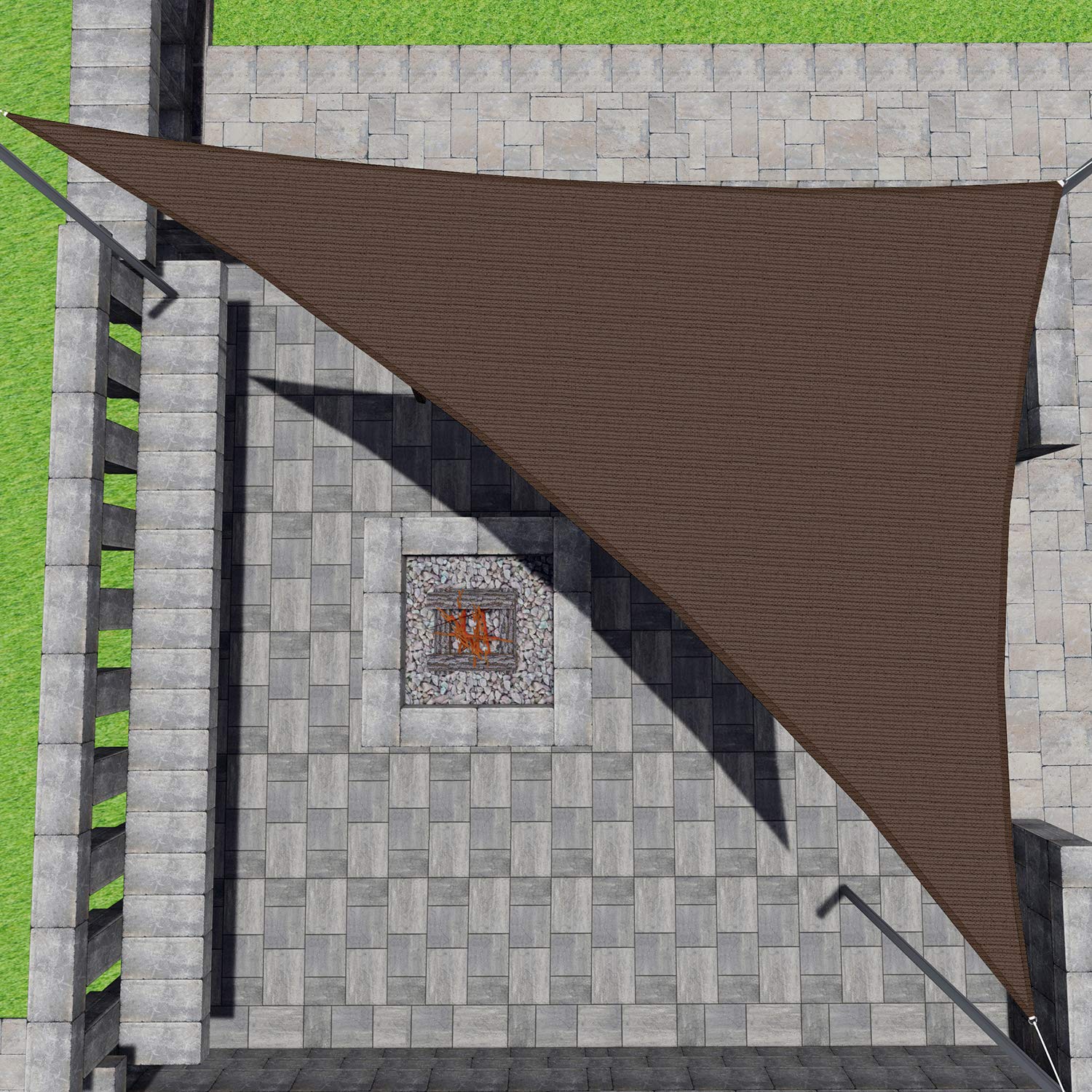 Patio Paradise 15' X 19' X 24.2' Brown Sun Shade Sail Right Triangle Shade Canopy Heavy Duty Pergolas Cover Cloth, Sunlight Bloc