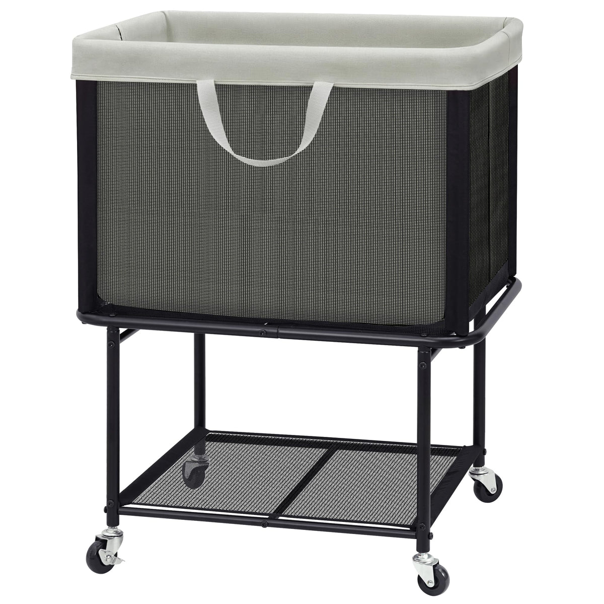 STO STO Rolling Laundry Hamper with Lockable Wheels, 29Gallon (110L) Laundry Cart with Removable Canvas Bag, 2Tier Clothes Bas
