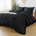 Andency Black Comforter Set California King, 3 Pieces Boho Tassel Lightweight Bedding Comforter Sets, All Season Soft Fluffy Fri