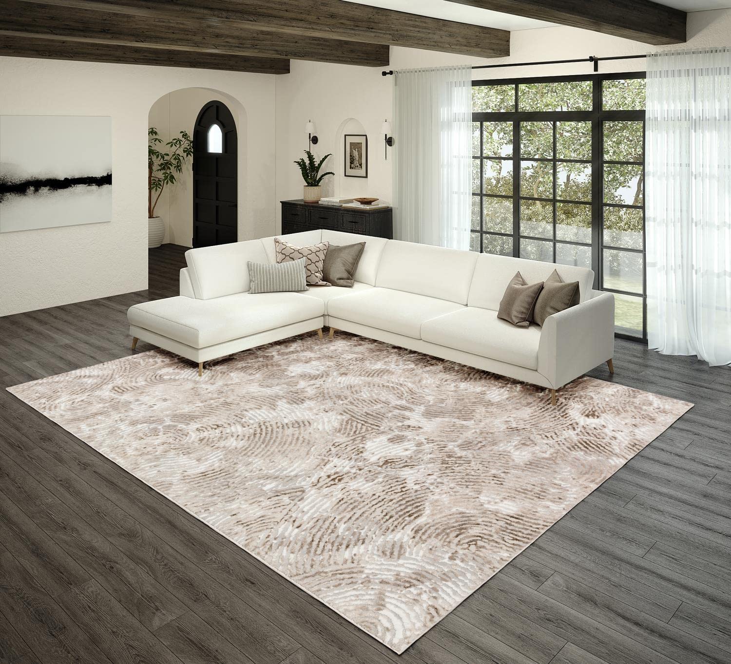 Addison Rugs Ansley Aas35 Taupe 9' X 13' Rectangle Soft Area Rug, Easy Clean, Non Shedding, Bedroom, Entry, Living Room, Dining