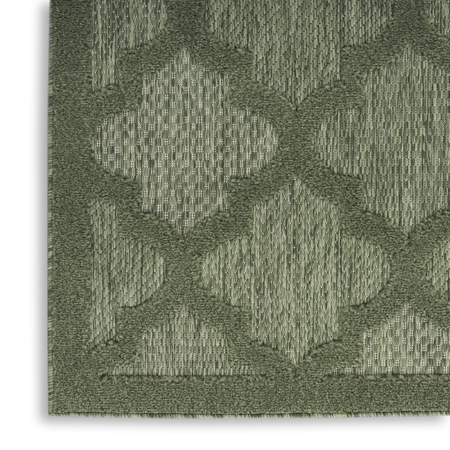 Nourison Easy Care Indoor/Outdoor Green 4' X 6' Area Rug, Easy Cleaning, Non Shedding, Bed Room, Living Room, Dining Room, Backyard, Deck, Patio (4X6)