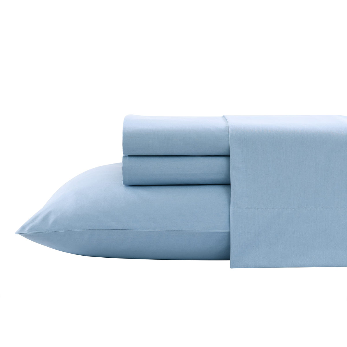 Nautica- King Sheet Set, Cotton Percale Bedding Set, Crisp & Cool, Lightweight & Breathable (Solid Light Blue, King)