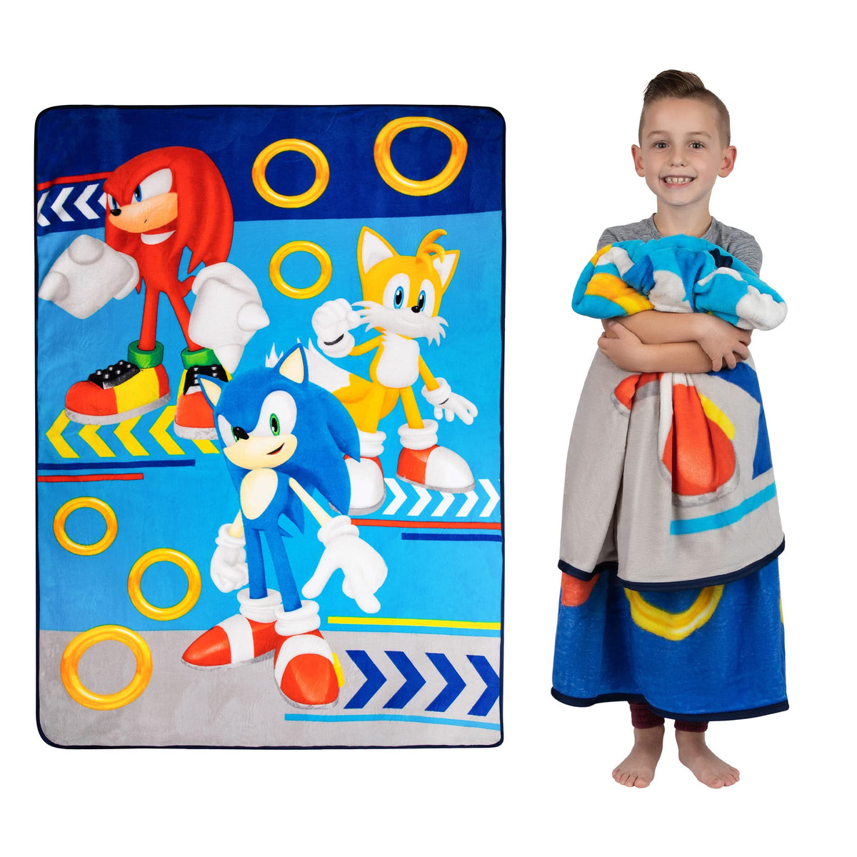 Franco Kids Bedding Super Soft Plush Micro Raschel Blanket, 62 In X 90 In, Sonic The Hedgehog