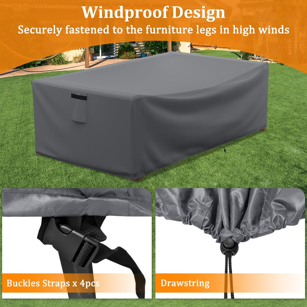Startwo Patio Furniture Covers Waterproof For Coffee Table Cover, Heavy Duty Durable Rectangular Outdoor Table Cover Fits Up To 48L X 28Wx 13H Inches, Grey