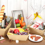 Aforoeoa 10Pack Baskets For Gifts Empty, 10X12   Thick Kraft Gift Basket With 10 Bows 10 Bags Empty Gift Baskets For Christmas,