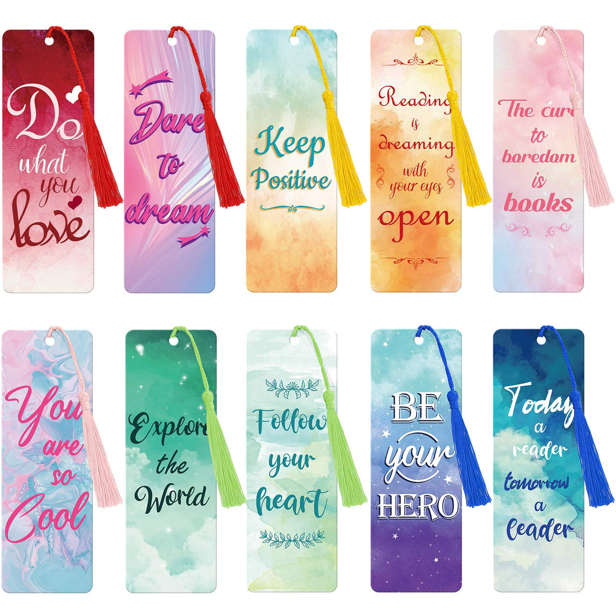 20 Pieces Inspirational Quote Bookmark With Tassel Motivational Bookmarks Positive Page Marker For School Office Students Bookwo