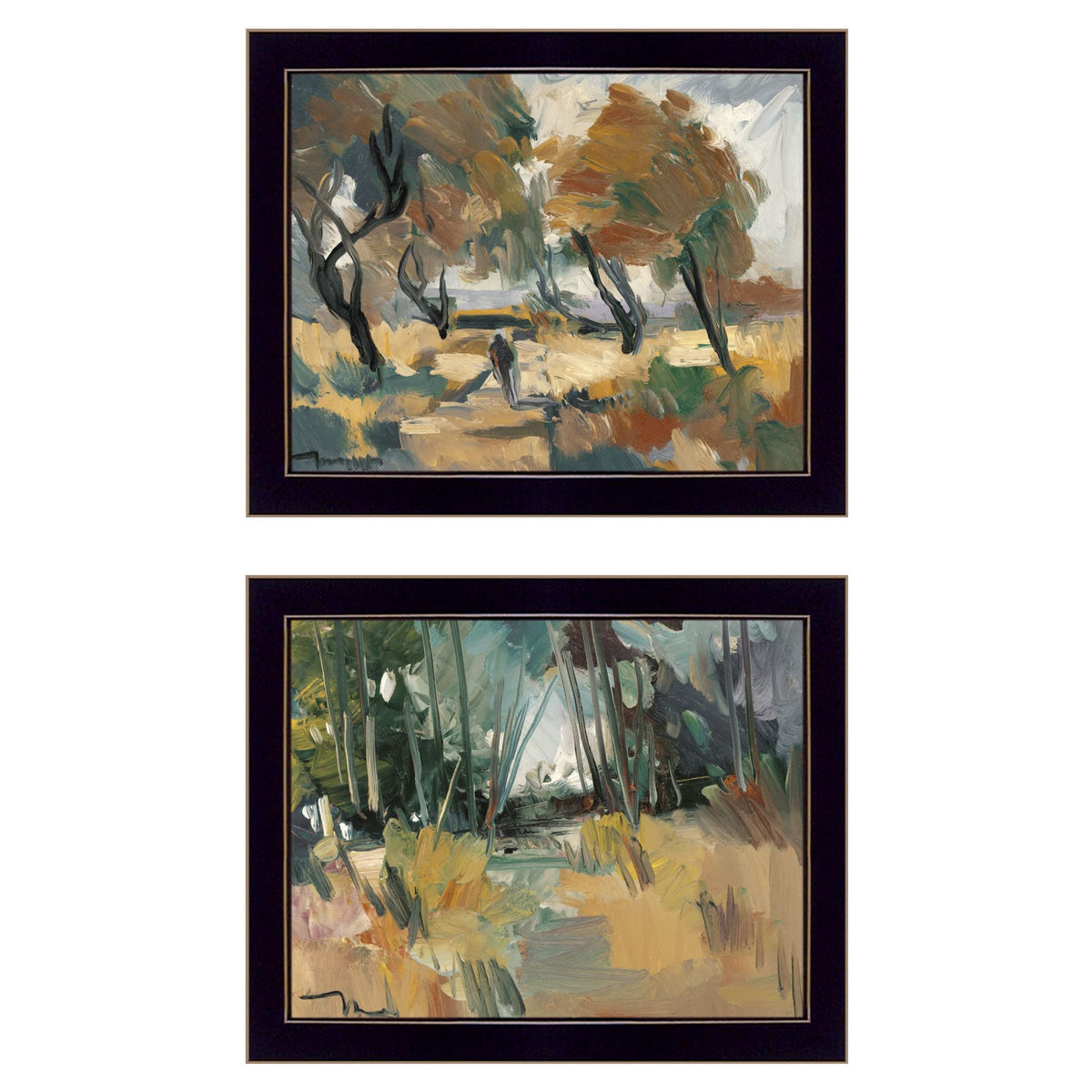 Set Of Two Early Walk 3 Black Framed Print Wall Art