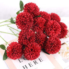 Hananona 12 Pcs Artificial Chrysanthemums Flowers Burgundy Flowers, Fake Mums Flowers Silk Flowers For Spring Home Decor Indoor