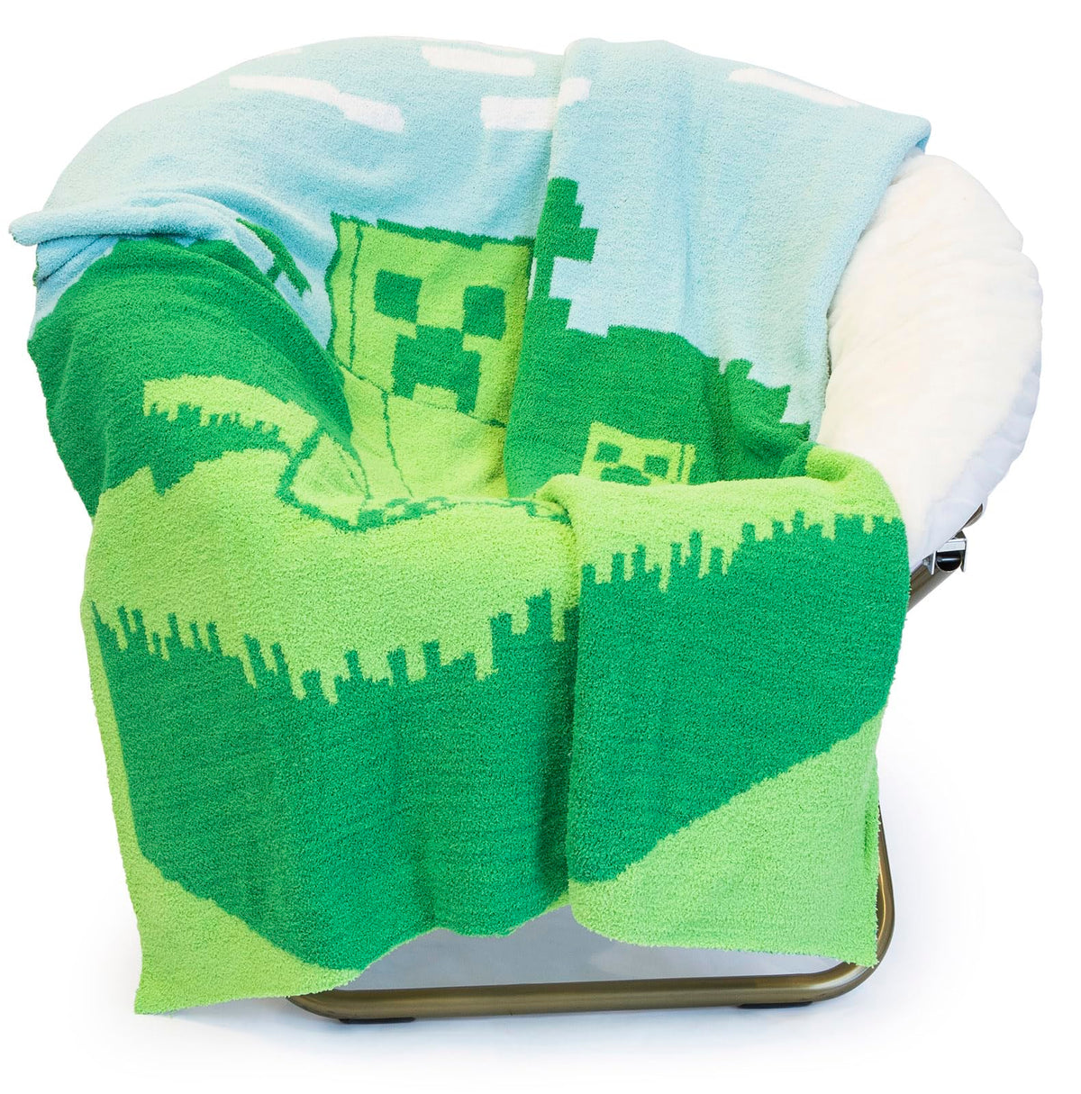 Jay Franco Minecraft Creeper Feather Knit Fluffy Throw Blanket - Fuzzy Blanket Measures 50 X 60 Inch - Super Soft Lightweight Ga