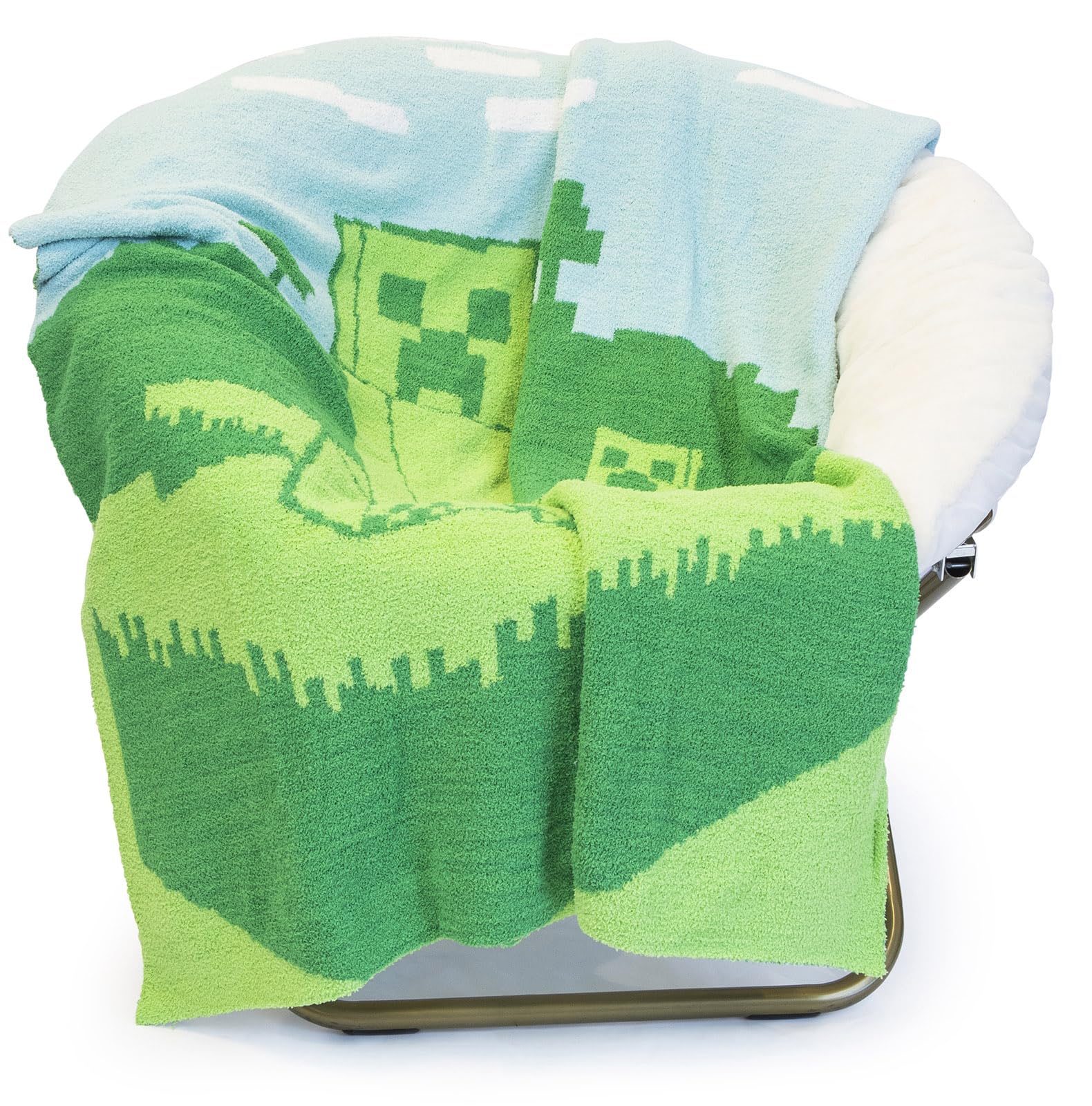 Jay Franco Minecraft Creeper Feather Knit Fluffy Throw Blanket - Fuzzy Blanket Measures 50 X 60 Inch - Super Soft Lightweight Ga