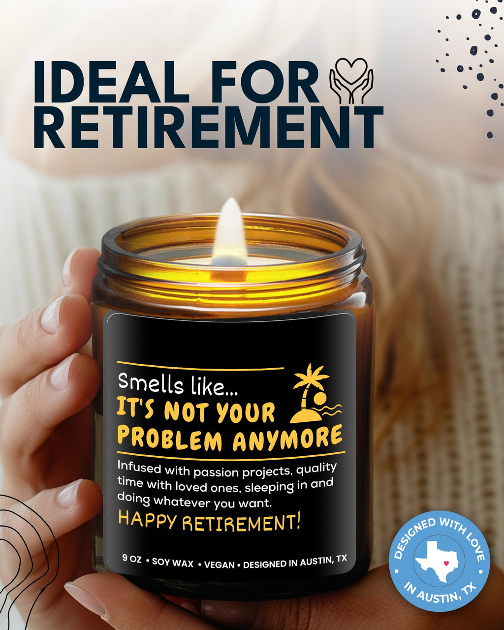 Retirement Candle, Best Retirement Gifts For Women & Men, Happy Retirement Gifts For Coworker, Gift-Ready