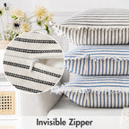 Miulee Pack Of 2 Black Pillow Covers 18X18 Inch Striped Farmhouse Couch Throw Pillow Covers With Fringe Chic Linen Decorative Cushion Covers For Sofa Living Room Bed Home Decor