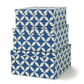 Set of 3 Geometric Patterned Decorative Boxes - Square 11 x 11 Cardboard Boxes with Lids for Home D  cor, Nesting Storage Boxes 