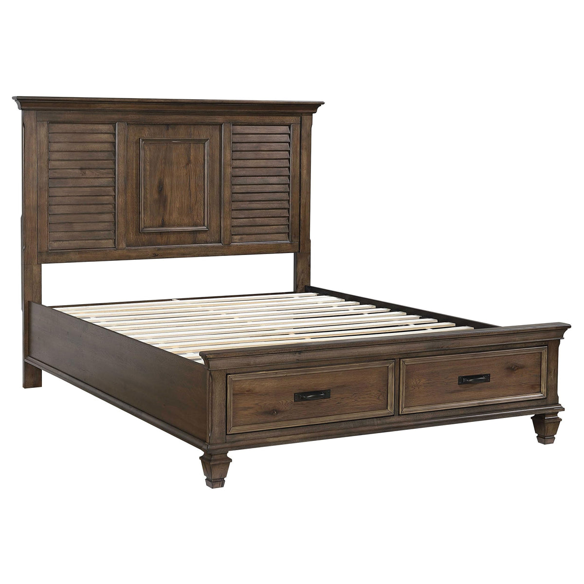 Coaster Home Furnishings Franco Farmhouse Wood Queen Size Storage Panel Bed Frame Platform Bed 57-inch Headboard Burnished Oak 200970Q