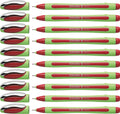 Schneider Xpress Premium Fineliner, 0.8 Mm Porous Point, Light Green Barrel, Red Ink, Box Of 10 Pens (190002)