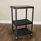LUXOR LP54E-B 54"H AV Cart - 3 Large Shelves Electric