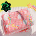 Glow In The Dark Rainbow Throw Blanket With Storage Bag, Soft Throw Blanket For Girls Boys, Gifts For Christmas Halloween Birthd