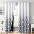 Metro Parlor Ombre Full Blackout Curtains 84 Inches Long 2 Panels For Living Room Bedroom Grey White Moroccan Printed Grommet To