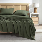 Andency Queen Sheet Set 4 Pieces, Dark Olive Green Super Soft Sheets For Queen Size Bed, Microfiber Queen Sheet, Deep Pocket Up To 16', Hotel Luxury Breathable & Cooling Bed Sheet Set