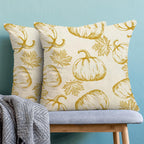 Autumn Pillow Covers 18X18 Set Of 2 Fall Yellow Pumpkin Maple Leaves Throw Pillow Covers Thanksgiving Decoration Pillowcase For