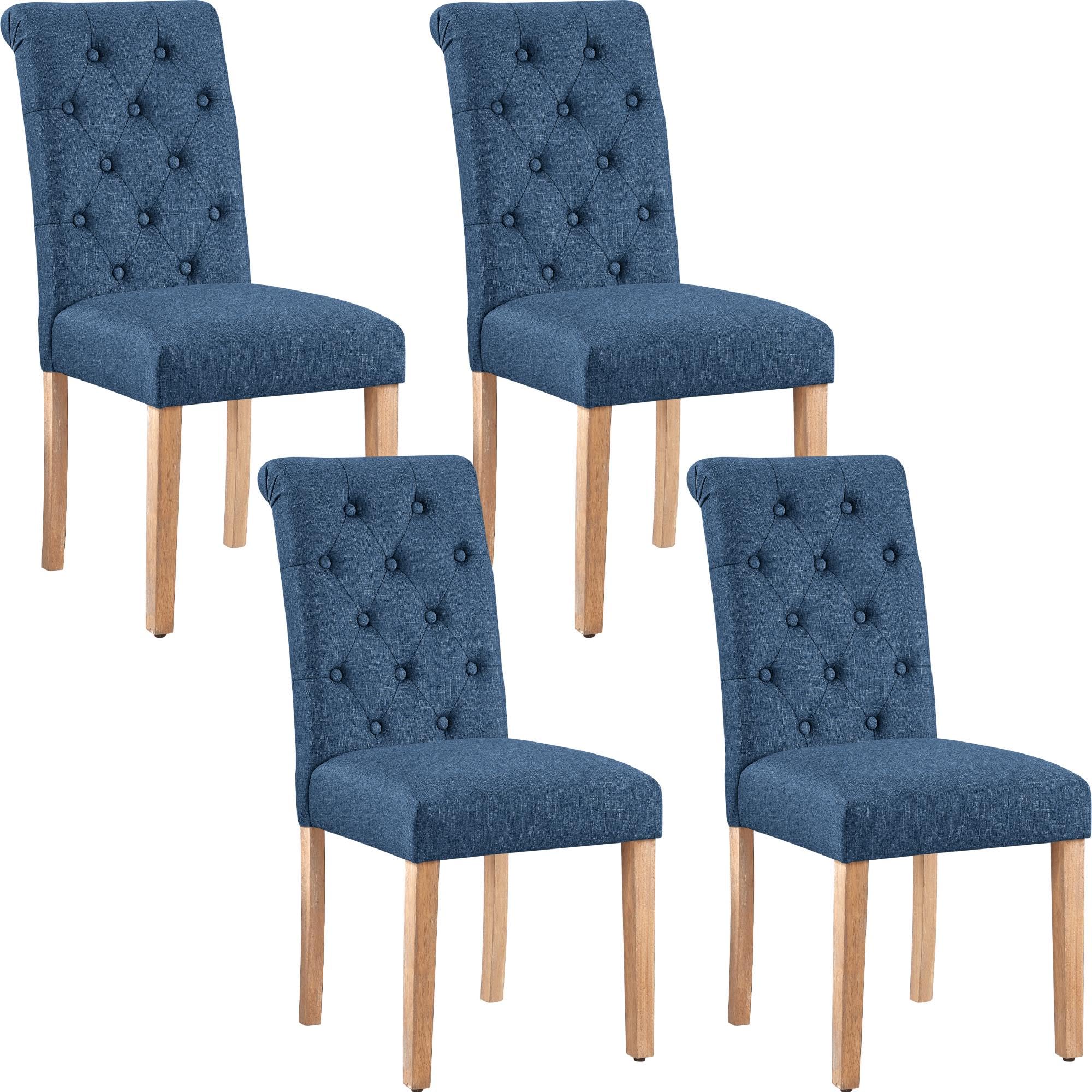 Yaheetech Dining Chairs Set of 4 Button Tufted Parsons Kitchen Chairs Upholstered Fabric Dining Room Chairs with Solid Wood Legs