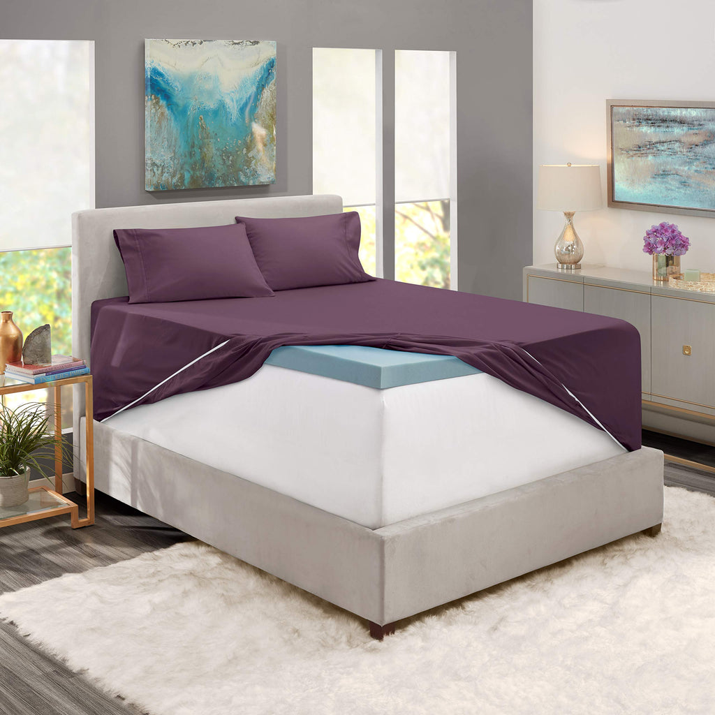 Nestl Extra Deep Pocket Sheets - Fits Mattress 18-24 Inches Deep, Extra Deep Pocket Twin Sheets Sets, 4 Piece Twin Size Sheets, Twin Sheets Deep Pocket, Purple Eggplant Sheets