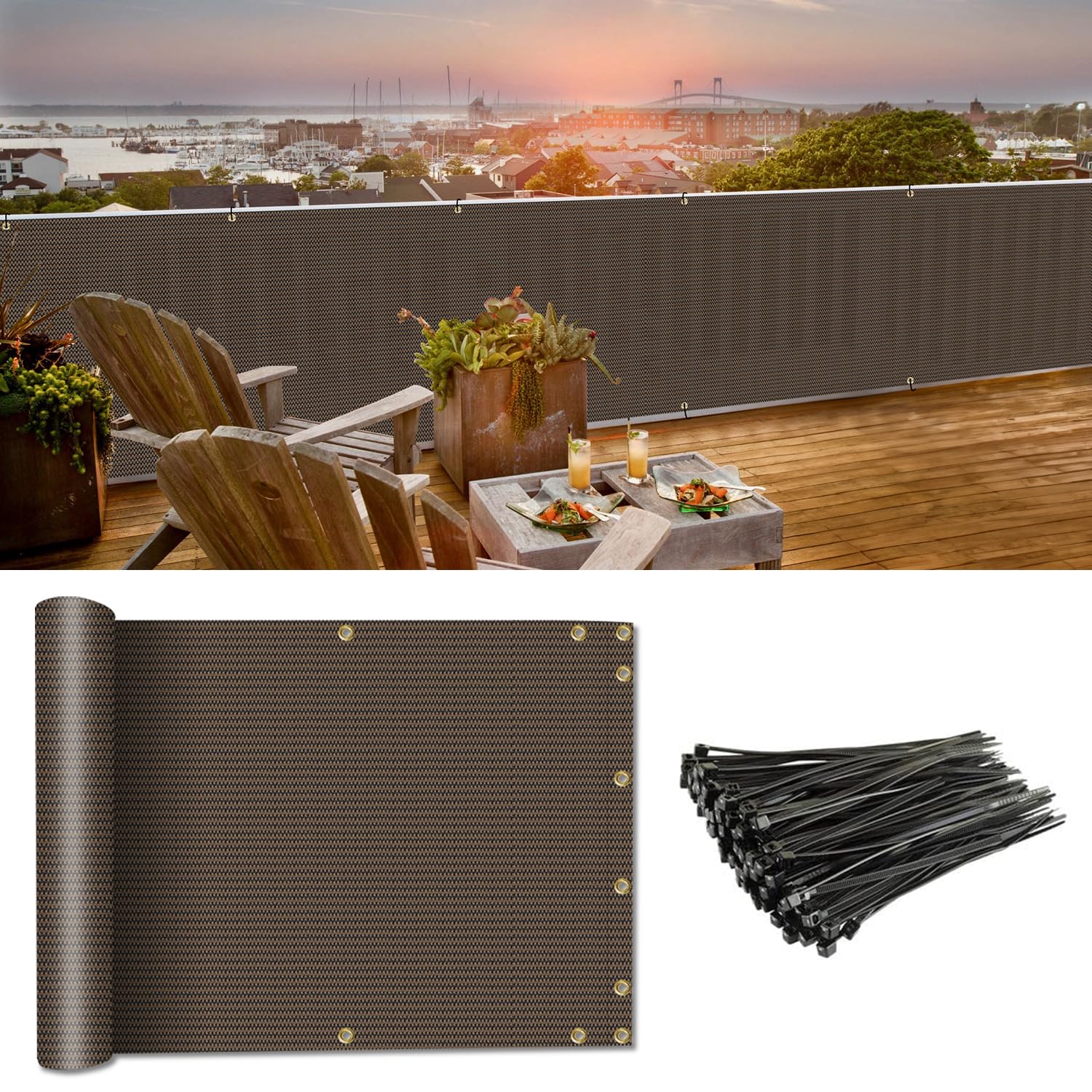 Coarbor 3'X230' Balcony Privacy Fence Screen Mesh Balcony Cover For Balcony Porch Verandah Deck Terrace Patio Backyard Railing 1