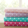 Mi Zone 100% Cotton Percale Ultra Soft Sheet Set, Queen, Purple Polka Dot